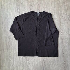 Audrey & Grace Black Button Down Cardigan with Covered Buttons 2XL
